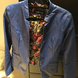 genuine leather blue jacket